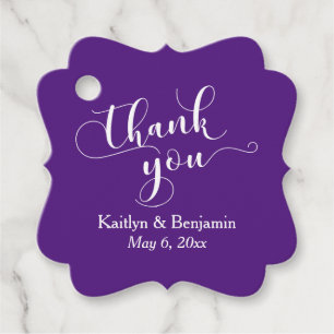 Etiquetas Para Lembrancinhas Casamento Elegante White em Roxo Obrigado