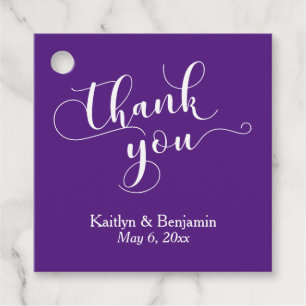 Etiquetas Para Lembrancinhas Casamento Elegante White em Roxo Obrigado
