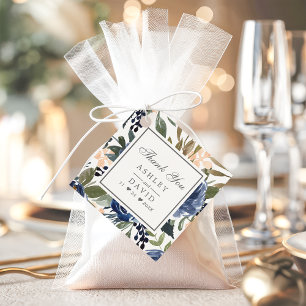 Etiquetas Para Lembrancinhas Casamento em Aquarela com Estampa Floral Azul Mari