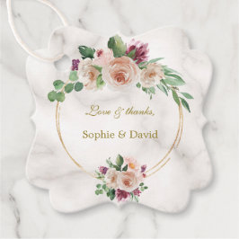 Etiquetas Para Lembrancinhas Casamento Floral Azul Clássico Elegante Dourado