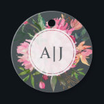 Etiquetas Para Lembrancinhas Casamento Floral Botânico de Peônia Rosa Rubi<br><div class="desc">Desenho floral botânico de peônia rosa rubi com flores pintadas à aquarela em tons de pêssego e rosa e folhagem verde luxuriante contra um fundo preto macio. Simplesmente adicione suas iniciais de monograma elegantes. Perfeito para adicionar um toque pessoal chique aos seus presentes de casamento. Se precisar de ajuda ou...</div>