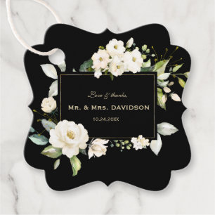 Etiquetas Para Lembrancinhas Casamento Floral Branco Aquarela Dourado Preto