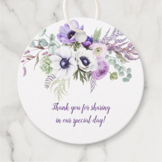 Etiquetas Para Lembrancinhas Casamento Floral Branco com Lavanda Roxa |
