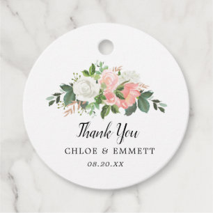 Etiquetas Para Lembrancinhas Casamento Floral Branco Cor-de-Rosa Esbranquiçada