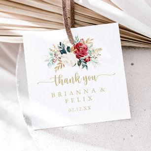 Etiquetas Para Lembrancinhas Casamento Floral Branco Dourado Clássico Burgundy