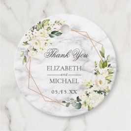 Etiquetas Para Lembrancinhas Casamento Floral Branco Marble Geométrico de Cobre