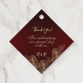 Etiquetas Para Lembrancinhas Casamento Floral Burgundy e Dourado Elegante