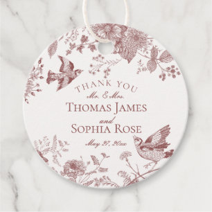 Etiquetas Para Lembrancinhas Casamento Floral Burgundy Toile De Jouy Vintage