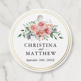 Etiquetas Para Lembrancinhas Casamento Floral Cor-de-Água-Rosa Rosa, Obrigado