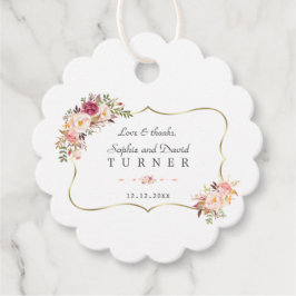 Etiquetas Para Lembrancinhas Casamento Floral Cor-de-Dourada Blush Cor-de-Rosa