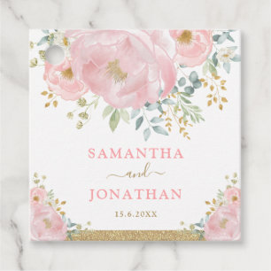 Etiquetas Para Lembrancinhas Casamento floral da aguarela cor-de-rosa macia