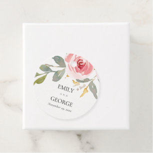 ETIQUETAS PARA LEMBRANCINHAS CASAMENTO FLORAL DE COR DE ÁGUA ROSE DE PINCO BRU