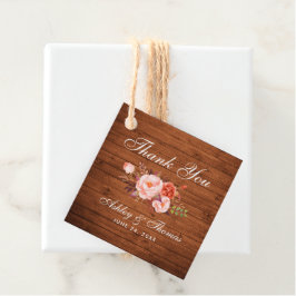 Etiquetas Para Lembrancinhas Casamento Floral De Coral De Madeira Rústica Obrig