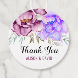 Etiquetas Para Lembrancinhas Casamento floral de flores de aquarela púrpura, az