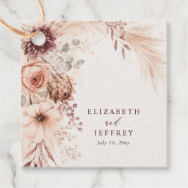 Etiquetas Para Lembrancinhas Casamento Floral de Outono nas Pampas em Burgundy