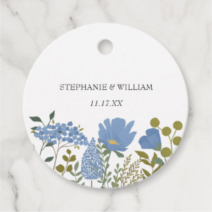 Etiquetas Para Lembrancinhas Casamento Floral de Primavera Azul Periwinkle