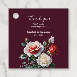Etiquetas Para Lembrancinhas Casamento floral de rosas vermelhas brancas cor-de