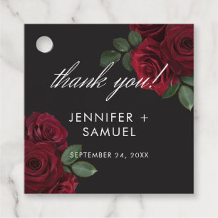 Etiquetas Para Lembrancinhas Casamento Floral de Rosas vermelhas de Sangue Eleg