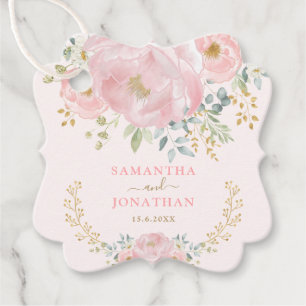 Etiquetas Para Lembrancinhas Casamento floral Dourado cor-de-rosa macio da