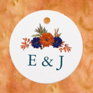 Etiquetas Para Lembrancinhas Casamento Floral Laranja Naval Outono Rústico