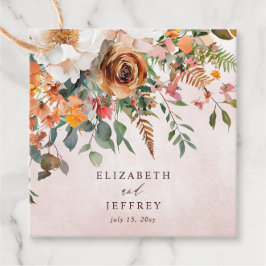 Etiquetas Para Lembrancinhas Casamento Floral Laranja Rústico de Outono