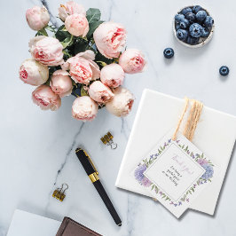 Etiquetas Para Lembrancinhas Casamento Floral Lilás e Azul Aquarela Elegante 