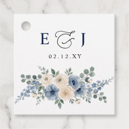 Etiquetas Para Lembrancinhas Casamento Floral Moderno Azul Empoeirado Bege Rosa