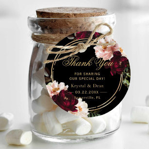 Etiquetas Para Lembrancinhas Casamento Floral Preto Burgundy Blush Sombrio