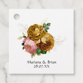 Etiquetas Para Lembrancinhas Casamento Floral Rosa e Dourado