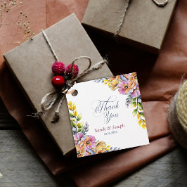 Etiquetas Para Lembrancinhas Casamento Floral Rosa e Laranja Obrigado