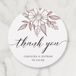 Etiquetas Para Lembrancinhas Casamento Floral Simples Elegante Obrigado Vermelh