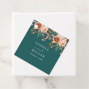 Etiquetas Para Lembrancinhas Casamento Floral Terracota Aquarela Azul Outono