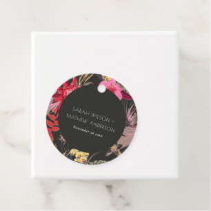 Etiquetas Para Lembrancinhas Casamento Floral Tropical Dark Boho Lively Red Blu