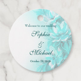 Etiquetas Para Lembrancinhas Casamento floral turquesa elegante