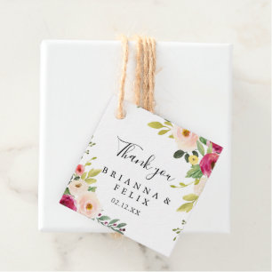 Etiquetas Para Lembrancinhas Casamento Floral Verde-Rosa