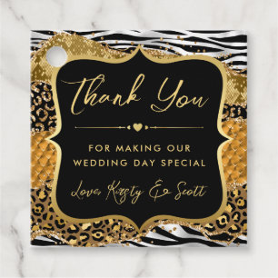 Etiquetas Para Lembrancinhas Casamento Jungle Safari Ágata Dourado e Listras de