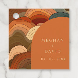 Etiquetas Para Lembrancinhas Casamento Laranja Retro Abstrato Terthy Terracotta