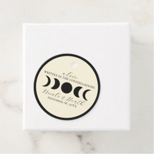 Etiquetas Para Lembrancinhas Casamento Luar Luxuoso Preto e Creme Fase Lunar
