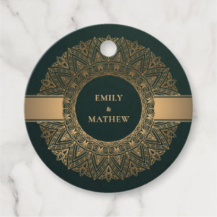 ETIQUETAS PARA LEMBRANCINHAS CASAMENTO MANDALA DO ORNAMENTADO CLÁSSICO DOURADO