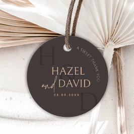 Etiquetas Para Lembrancinhas Casamento Minimalista com Monograma Marrom Moderno
