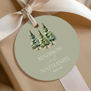Etiquetas Para Lembrancinhas Casamento Minimalista de Inverno com Floresta de P