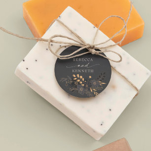 Etiquetas Para Lembrancinhas Casamento Minimalista Floral em Dourado Luxuoso