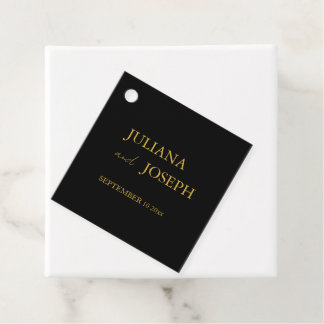 Etiquetas Para Lembrancinhas Casamento Minimalista Moderno Preto e Dourado