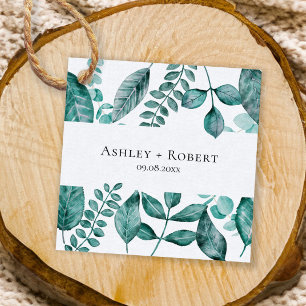 Etiquetas Para Lembrancinhas Casamento Moderno Elegante Teal Greenery Watercolo