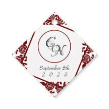 Casamento Monograma Branco-Borgonha Aberta