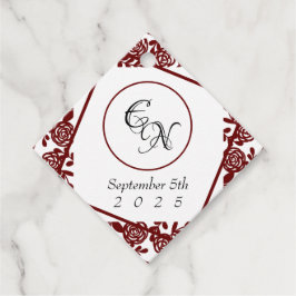 Etiquetas Para Lembrancinhas Casamento Monograma Branco-Borgonha Aberta