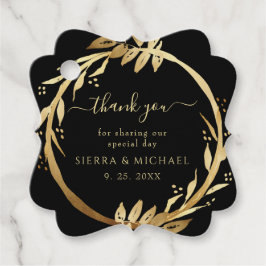 Etiquetas Para Lembrancinhas Casamento Negra De Folhagem De Ouro Chic Elegante