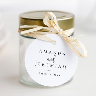 Etiquetas Para Lembrancinhas Casamento Negro e Branco da Caligrafia Moderna Ele