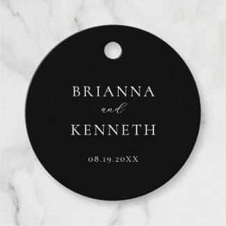 Etiquetas Para Lembrancinhas Casamento Negro e Branco Elegante Moderno