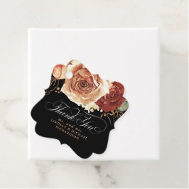 Etiquetas Para Lembrancinhas Casamento Negro Floral Terracotta Boho Obrigado